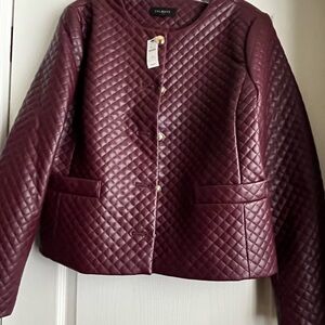 Talbots Red Bomber Jacket Quilted Cropped Style